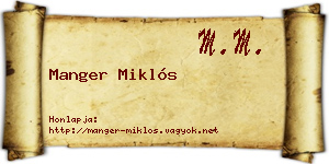 Manger Miklós névjegykártya